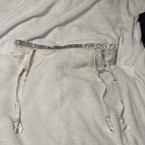 Victoria's Secret Glittering Silver and Cream Garter Belt
